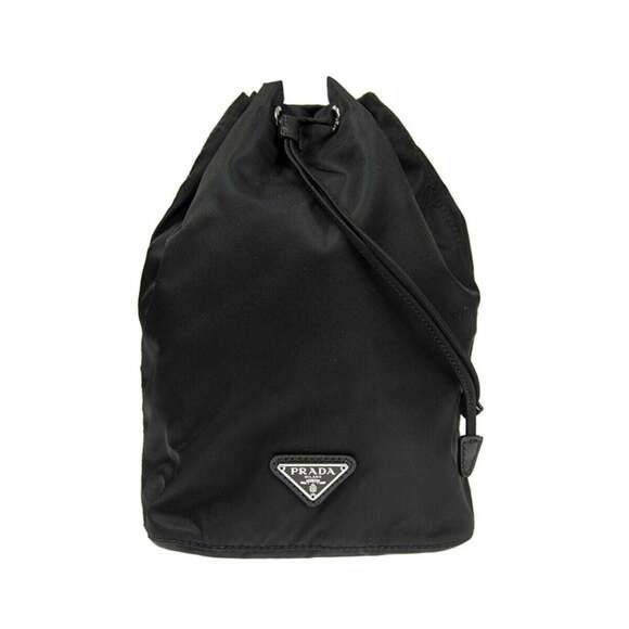 Prada Black Tessuto Nylon Triangle Logo Drawstring Bucket - Picture 1 of 10
